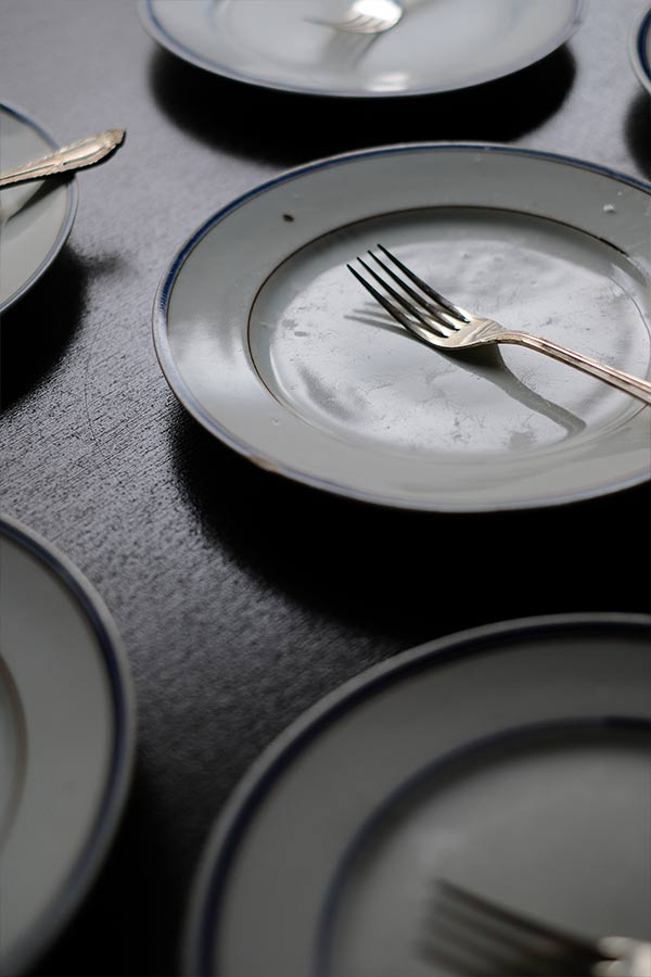 ブルーラインの中皿 φ21cm 訳あり